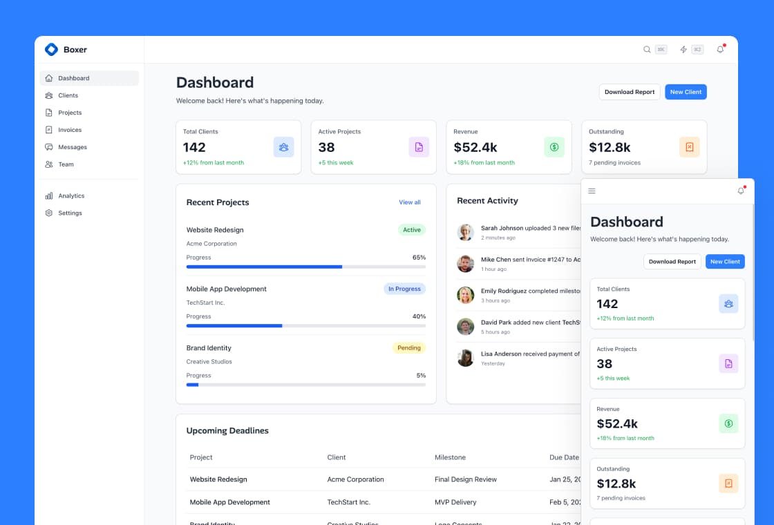 This is a preview image for the Agency and client portals Rails UI kit