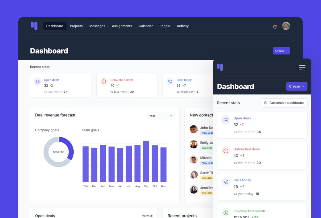 This is a preview image for the CRM and project management Rails UI kit