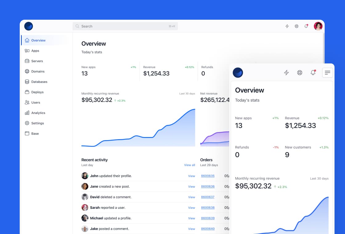 This is a preview image for the PaaS and server management Rails UI kit